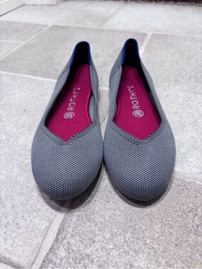 Rothy's Gray Knit Ballet Flats with Pink Insole